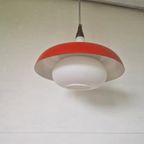 Vintage Opaline Design Hanglamp Rood Wit thumbnail 4