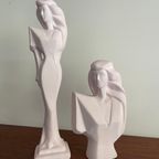 Setvan 2: Lindsey B Stijl Jaren 80 Modernistische Figuur Van Vrouw / Dame In Roze Keramiek thumbnail 10