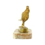 Art Deco Beeld Fazant Sculptuur Verguld Brons Marmer Jaren 20 thumbnail 6