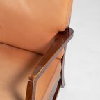 Mid-Century Danish Modern 3-Seats Sofa With Cognac Leather Cushions thumbnail 8