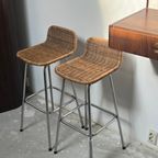 Set Of 2 Vintage Rattan Stools thumbnail 2