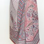 Antieke 19e Eeuwse Perzische Kalamkari/kalmikara Paisley Sjaal thumbnail 4