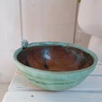 Vintage Aardewerk Schaaltje, Hand Gemaakt, Aqua Blauw thumbnail 13