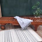 Luxe Loungebed Teak Houten Ligbed Verstelbaar Wiel Dienblad thumbnail 19