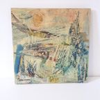 Jaren 70 Origineel Vintage Schilderij Acryl Op Hardboard thumbnail 10