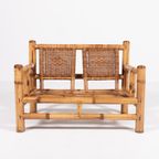 Italian Modern Bamboo-Wicker Bench, 1970’S thumbnail 3