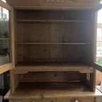 Stoere Oud Grenen 2 Delige Buffetkast Met Lades, 204 Cm Hoog thumbnail 4