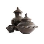 Prachtige Hoge Vintage Raku Pot Met Deksel. thumbnail 3