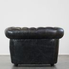 Zwarte Ruime Rundleren Chesterfield Fauteuil thumbnail 5