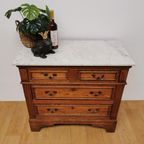 Vintage Frans Dressoir Commode, Ladekast Badkamermeubel Met Marmer Blad 207 thumbnail 3