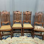 Set Van 4 Jachtstoelen. Eikenhout. thumbnail 2