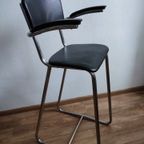 Vintage Kinder Kappersstoel 1950 Gispen Stijl Chroom & Zwart Barber Chair Children thumbnail 11