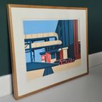 Vintage Zeefdruk Van Abstracte Weergave Van Industriële Setting. Kunstenaar Roel Jonges thumbnail 2