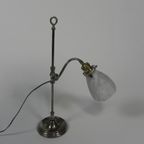 Franse Bureaulamp Met Glazen Kap, Verstelbaar, Jaren 30 thumbnail 5