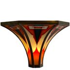 Art Deco / Amsterdam School - Stained Glass Wall Sconce - Bronze Frame - In The Style Of Tuschins thumbnail 8