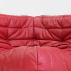 Togo Corner Chair Red Leather By Michel Ducaroy For Ligne Roset thumbnail 7