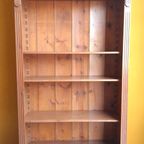 Vintage Grenen Houten Boekenkast, Kast Met Planken En Lade thumbnail 3