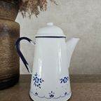 Emaille Witte Grote Koffiepot Met Blauwe Bloemen thumbnail 2