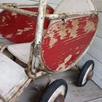 Vintage Poppenwagen, Inklapbaar, Hout En Metaal. thumbnail 10