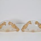 2 Vintage Wandlamp Murano Glas Bowl Goud Hout Regency '70 thumbnail 6