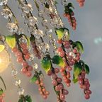 Vintage Grote Murano Kristallen Roze Druiven Kroonluchter Teardrop Frame thumbnail 7