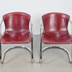 Set Of 2 Vintage Metaform Tuigleer Leren Buisframe Stoel ‘70 thumbnail 11