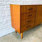 Vintage, Houten Dressoir Met Vier Lades En Groot Opbergvak thumbnail 3