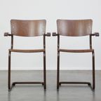 Set Van 2 Thonet Model S43 Eetkamer/bijzetstoelen, Met Armleuningen thumbnail 2