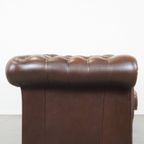 Karaktervolle, Correct Afgewerkte Vintage Rundleren Engelse Chesterfield 3 Zits Bank thumbnail 3