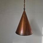 E.s. Horn Aalestrup Koperen Gehamerde Cone Lamp. Vintage thumbnail 9
