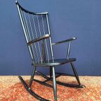 Vintage Schommelstoel, Zwarte Spijlen Stoel, Rocking Chair thumbnail 2