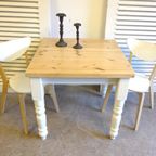 Prachtige Witte Landelijke Vierkante Keuken Tafel thumbnail 4
