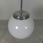 Art Deco Hanglamp Met Witte Bol, Jaren 30 thumbnail 12