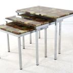 Hollywood Regency Set Van 3 Nesting Tables Vintage Epoxy thumbnail 13