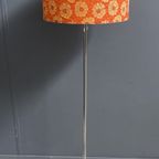 Orange Flowerprint Shade Floor Lamp 1960S thumbnail 3