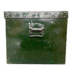 Vintage Metalen Legerkist Staal Groen Antiek thumbnail 5