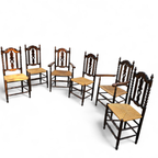 8 ( 2 X Armrest ) X Ornate Wood / Bobbin / Wicker Dining Chair / Studded Chairs thumbnail 12