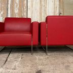 Artifort Fauteuils (2x), Model Mare. Rood Leder. Design. thumbnail 4