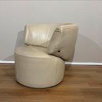 2X Rolf Benz 684 Fauteuils - Crème - Leder - Draaifauteuil thumbnail 10