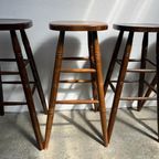5x Vintage Eenvoudige Houten Barkruk Met Bohemian Charme thumbnail 5