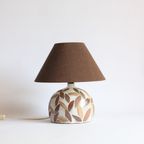 Studio Ceramic Table Lamp With Leaves, France 1960S thumbnail 13