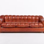 Sculptural Italian Modern Three Seat Leather Sofa / 3-Zitsbank, 1970’S thumbnail 2