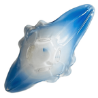 Vintage Xl Murano Glas Schaal Blauw Wit Helder Glas Mid-century 1970’s thumbnail 9