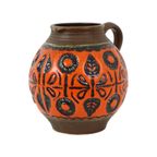 Zeldzame Oranje Bolle Vaas West Germany Aardewerk Wekara 1850-18 thumbnail 7