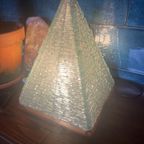 Vintage Glas En Ijzerdraad Pyramide Tafellamp 1968 thumbnail 4