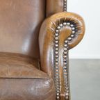 Charmante, Subtiele Engelse Stijl Schapenleren Oorfauteuil Met Mooie Kleuren thumbnail 2