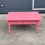 Antiek Roze Tafeltje Salontafel Bijzettafel Brocante thumbnail 4