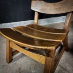 Set Van 2 Brutalist Massief Eikenhouten Fauteuils, Dittmann & Co, Awa Radbound 1960 thumbnail 5