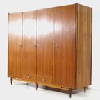 Vintage Mid Century 4-deurs Teak Kledingkast, 1960s thumbnail 4