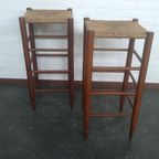 2x Houten Barkrukken Met Biezen Zitting thumbnail 5